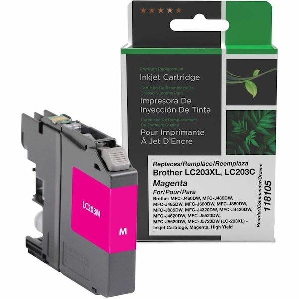 Cig Clover Imaging Remanufactured High Yield Magenta Ink Cartridge for Brother LC203XL 118105 - main