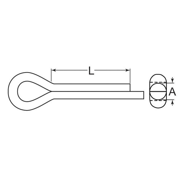 Huyett Cotter Pin, Carbon Steel, 0.188 in Dia x 1.000 in Effective Length CPP-187-1000/D - main