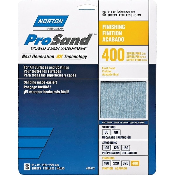 Norton Co Sandpaper Al Oxd 400Grt 9X11In 02612 - main