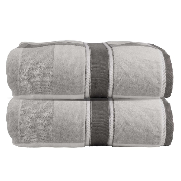 Lavish Home 2-Piece Towel Set Extra Large Bath Towels100% Cotton Bathroom Accessories Absorbent Bath Sheets 67-0023-GRBS - main