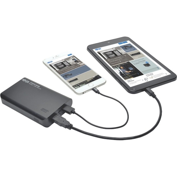 Tripp Lite Portable 10,000mAh Dual-Port Mobile Power Bank USB Battery Charger with LED Flashlight UPB-10K0-2U - main