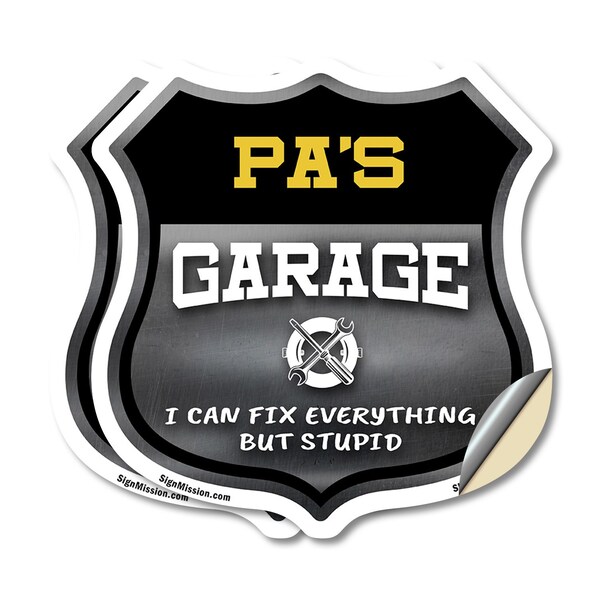 Signmission Pa's Garage I Can Fix Everything But Stupid, 6 inch X 6 inch, Vinyl Decal, 2PK SHI-D-2PACK-6-490-PA - main