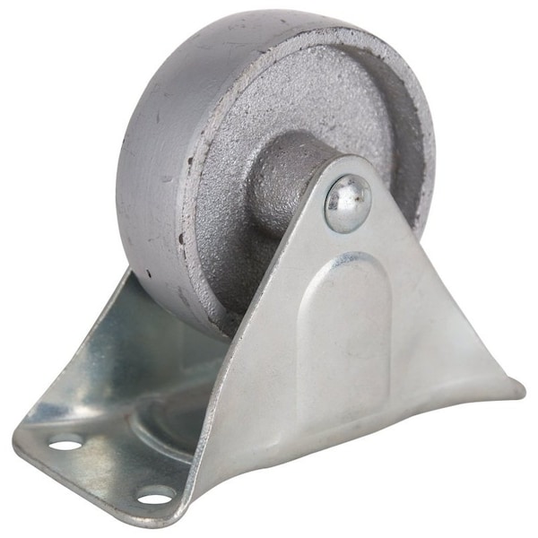 Prosource Rigid Caster, 4 in Dia Wheel, 1-1/4 in W Wheel, Steel Wheel, Gray, 500 lb, Steel Housing Material JC-S04 - main