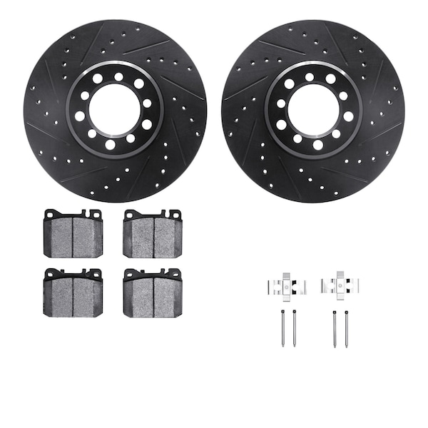 Dynamic Friction Co DFC Rotors-Drilled & Slotted-Black w/ EURO 5000 Ceramic Brake Pads Incl Hdw 8612-63036 - main