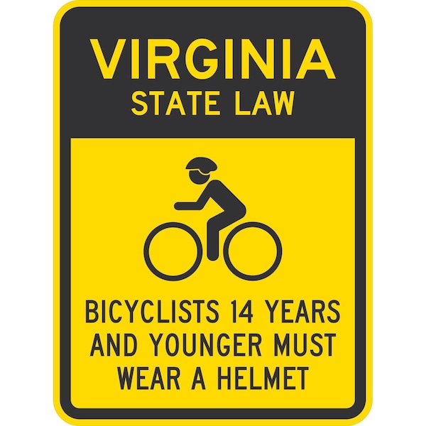 Lyle Bicyclists 14 Years And Younger Must Wear A Helmet, 18x24, Non-Reflective, Yellow G-11026-NA_18x24 - main