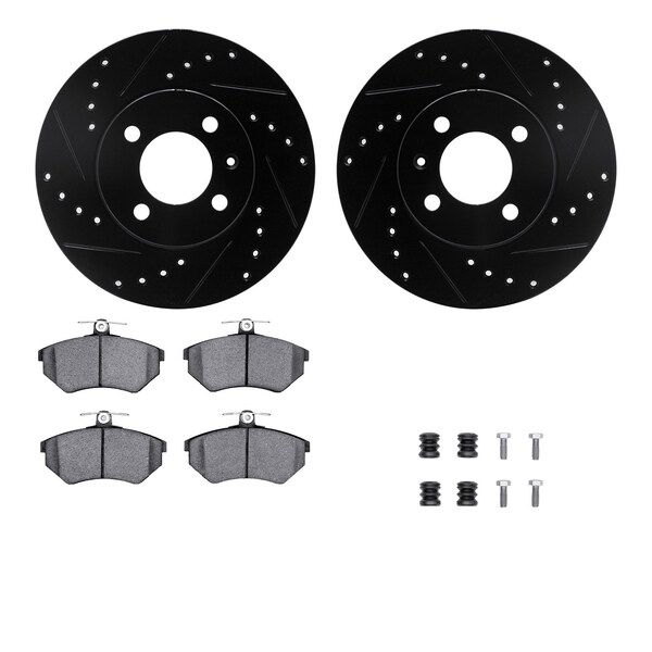 Dynamic Friction Co DFC Rotors-Drilled & Slotted-Black w/ EURO 5000 Ceramic Brake Pads Incl Hdw 8612-74006 - main