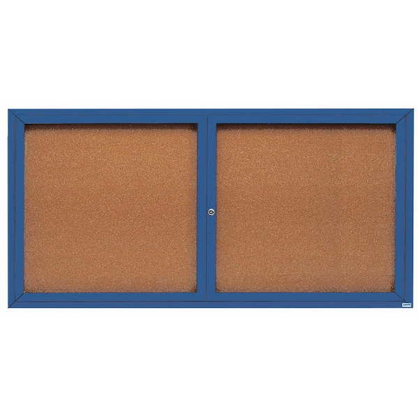 Aarco Illuminated Enclosed Bulletin Board w/ Blue Powder Coated Al Frame, 36''Hx72''W DCC3672RIB - main