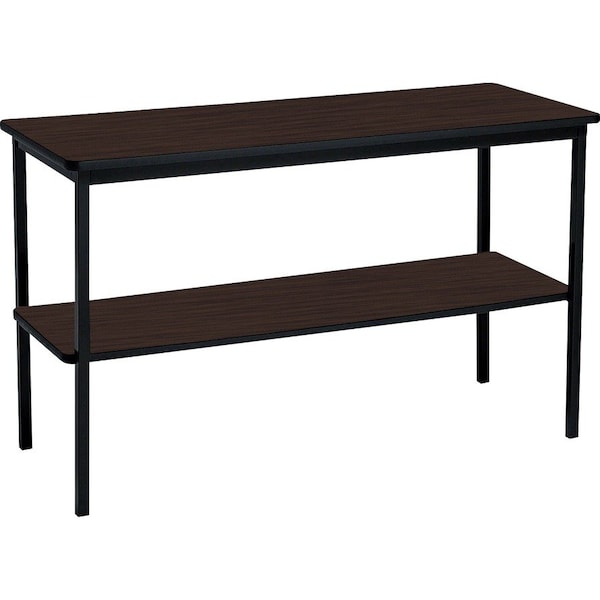 Iceberg OfficeWorks Double Shelf Utility Table, Walnut Laminate Top, 18 in W x 48 in L 69124 - main