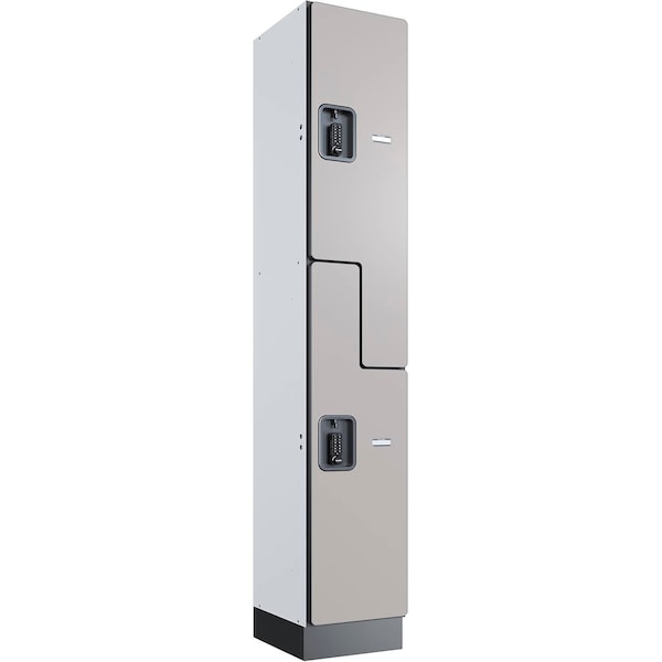 Global Industrial Z-Style 2-Tier 2 Door Digital Wood Locker, 12"W x 15"D x 76"H, Gray, Unassembled 290681 - main