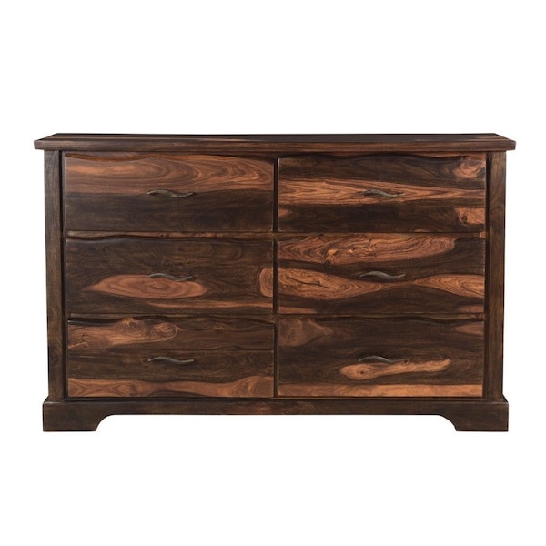 Homeroots 60" Dark Brown Solid Wood Six Drawer Dresser 521231 - main