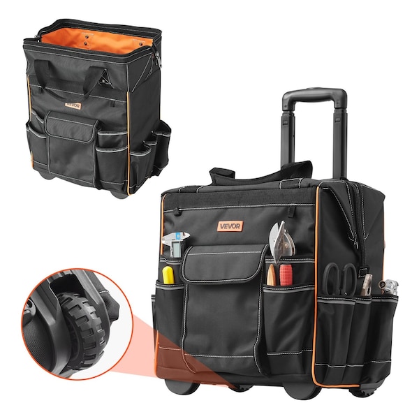Vevor Rolling Tool Bag 25 Pockets Heavy Duty Roller Tool Bag Telescoping Handle 18YC600U - main