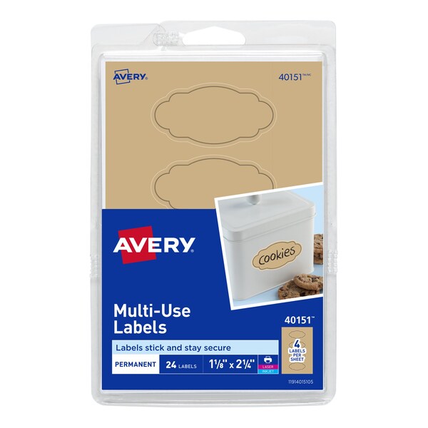 Avery Oval Scroll Labels, Permanent Adhe, PK24 40151 - main