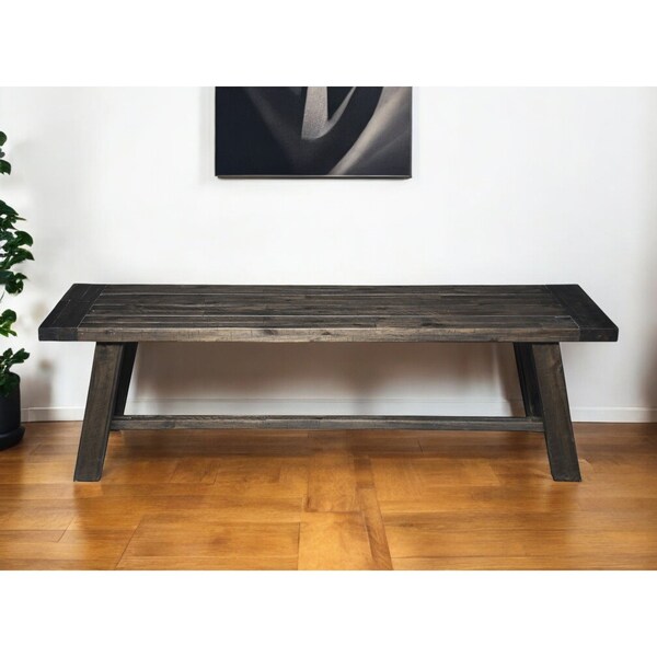 Homeroots 60" Gray And Dark Brown Distressed Wood Dining Bench 524059 - main