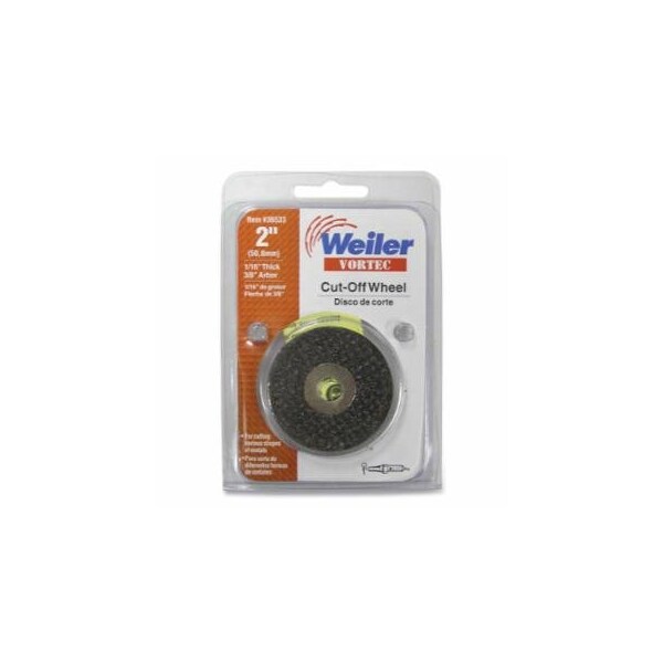 Weiler Vortec Pro Cut-off Wheel, 2 in dia, 1/16 in Thick, 3/8 in Arbor, 60 Grit, Aluminum Oxide, 5PK 804-36533 - main