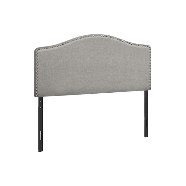 Homeroots Gray Linen Blend Upholstered Arched Full Headboard With Nail Head Trim 490191 - main
