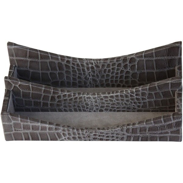 Dacasso Protacini Castlerock Gray Italian Patent Leather Letter Holder A6208 - main