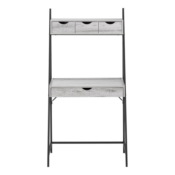 Homeroots 32" Gray and Black Wood and Metal Sled Computer Desk With Four Drawers 489873 - main