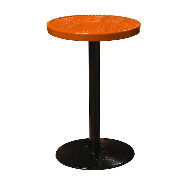 Leisure Craft 24" Round Perforated Pedestal Table, Portable, 40"H, Orange 24TAB40-ORANGE - main