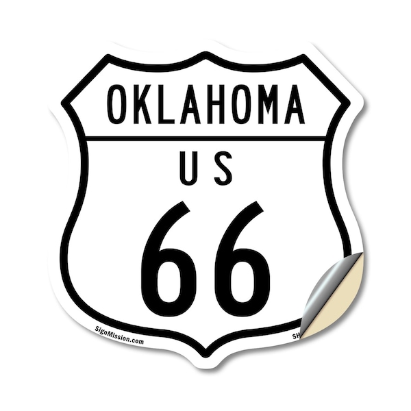 Signmission Oklahoma Route Marker Shield Sign Us 66, 12 Inch X 12 Inch, Vinyl Decal SHI-D-12-426 - main