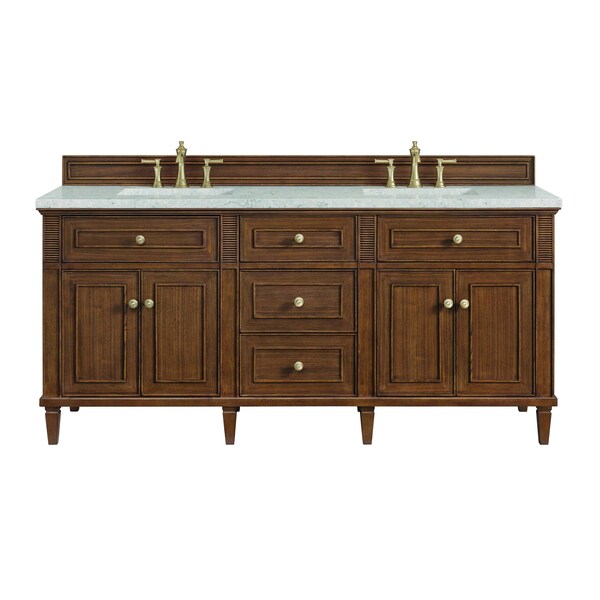 James Martin Vanities Lorelai 72''D Vanity, Mid-Century Walnut w/ Jasmine Pearl Silestone Top w/FreePower Wireless Charger 424-V72-WLT-FEJP - main