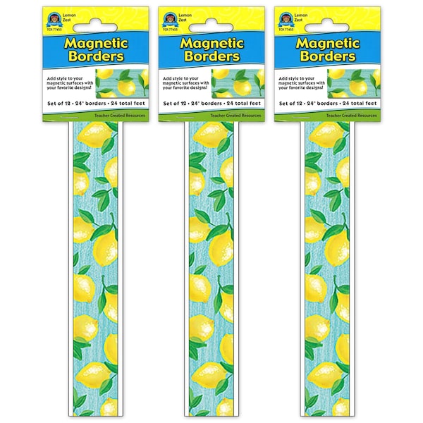 Teacher Created Resources Lemon Zest Magnetic Border, 24 Feet Per Pack, 3PK TCR77455 - main