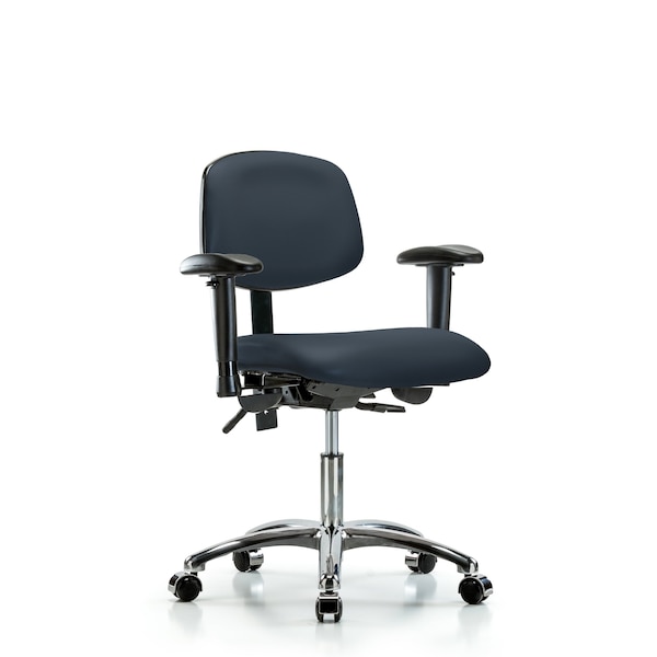 Blue Ridge Ergonomics Desk Chair Desk Chair, Vinyl, Chr Tilt AA Glides, Nav, Adjustable Arms, 18" to 23" Height, Vinyl BR-VDHCH-CR-T1-A1-RG-8582 - main