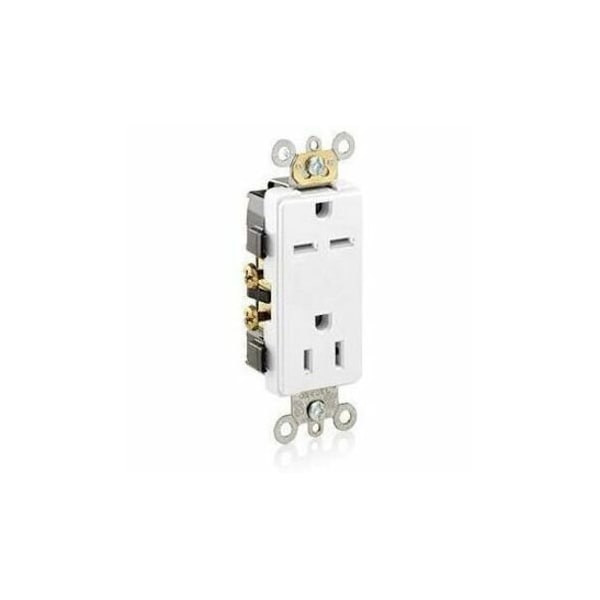 Leviton Commercial Grade Decora Receptacle, 15 Amp, 125/250 Volt 16292-W - main