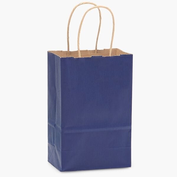 Nashville Wraps Dark Blue Recycled Kraft Bags, Rose 5.5x3.25x8.375in, 25PK 24RTDB - main