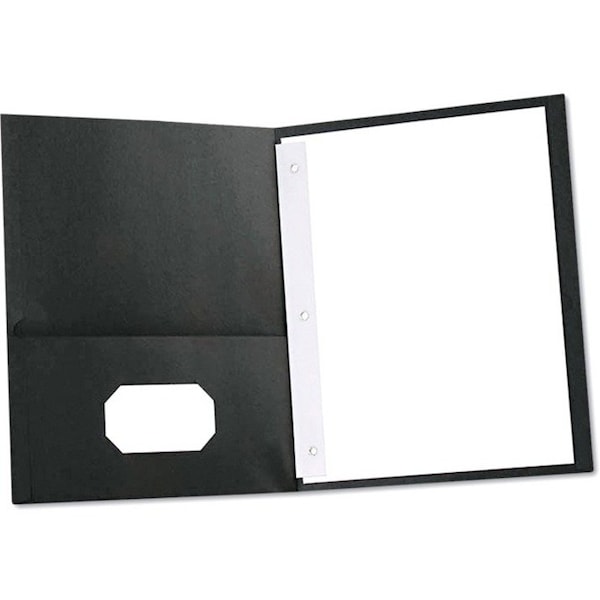 Universal Two-Pocket Portfolios w/Tang Fasteners, 11 x 8-1/2, Black, 25/Box UNV57114*** - main