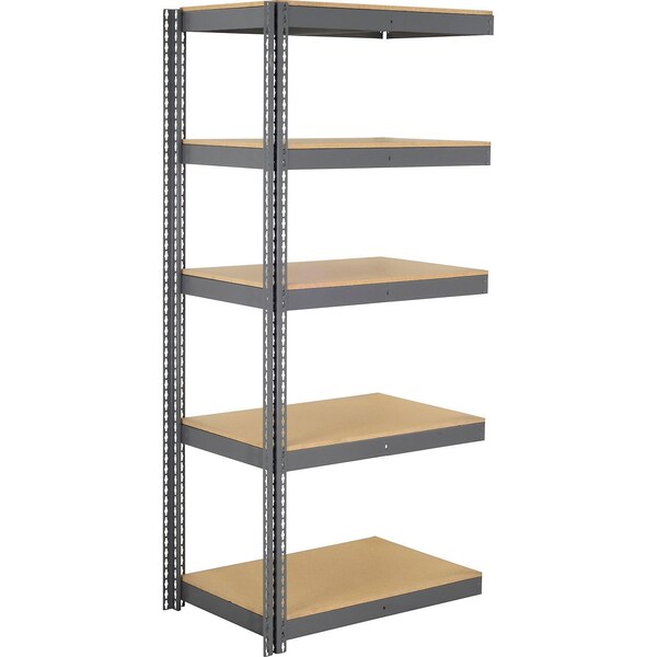 Global Industrial 5 Shelf, Heavy Duty Boltless Shelving, Add On, 48"W x 12"D x 72"H, Wood Deck B3161385 - main