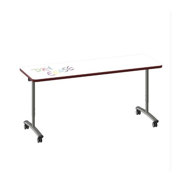 Correll Rectangle Premium Sit To Stand Dry Erase Flip Top Table, 72 in W, 28 in to 38 in H FTS2472DE-80-14-35 - main