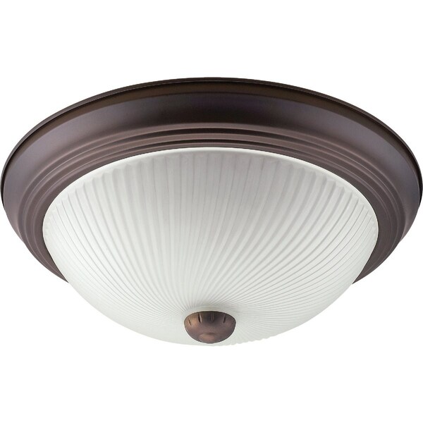 Home Impressions 13'' Oil Rubbed Bronze Incandescent Flush Mount Ceiling Light Fixture with Frosted Swirl Glass IFM213ORB - main