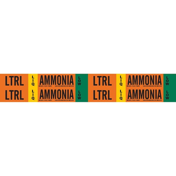 Brady LTRL LIQ AMMONIA LOW Pipe Marker, 1.125in H x 7in W, Card of 4 EA, 4PK 145916 - main