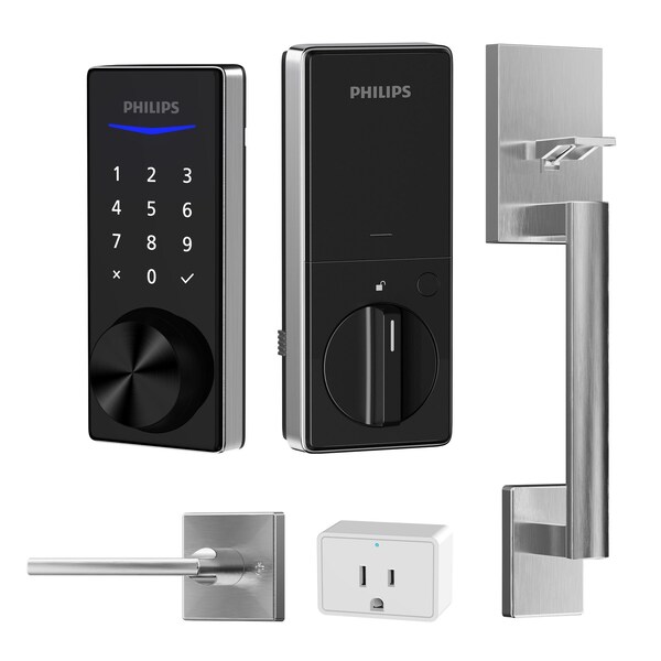 Philips Bluetooth Touchscreen Smart Deadbolt with Wi-Fi Bridge & Handle - Satin Nickel DDL240X15HBGZHS - main