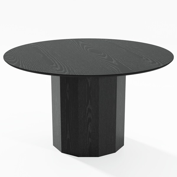 Homeroots 52" Black Solid Wood Pedestal Base Round Top Dining Table 721052 - main