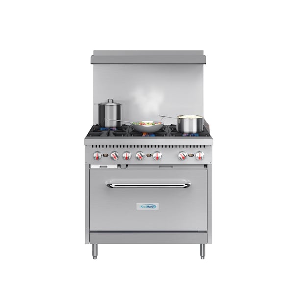Koolmore 36 in. 6 Burner Commercial Liquid Propane Range in Stainless-Steel KM-CR36-LP - main