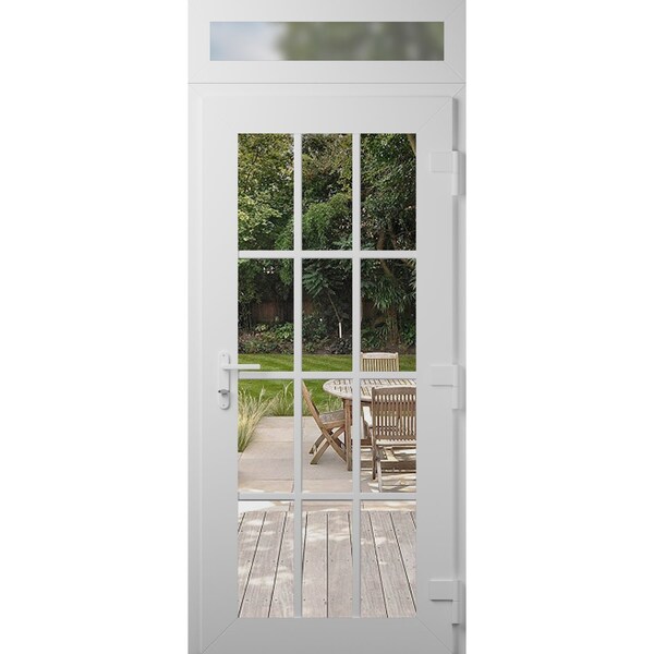 Vdomdoors Front Exterior Prehung Metal-Plastic Door Clear Glass / MANUX 8355 White Silk / Office Commercial a MANUX8355EXD-WS-W36xH80+12-LH-I - main