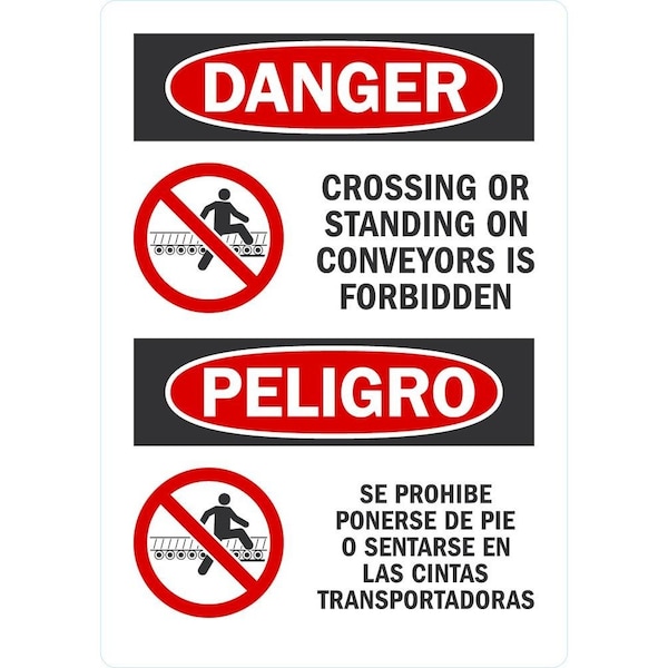 Lyle Danger Crossing Or Standing On Conveyors Is, 3.5x5, Non-Reflective, White G-14647-ND_3.5x5 - main