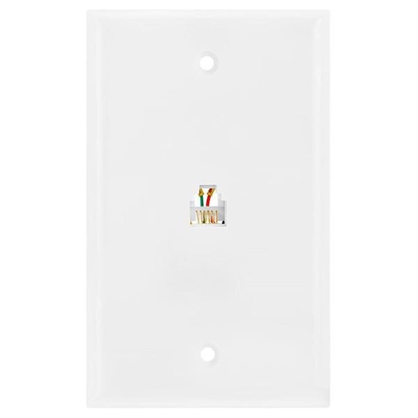 Cmple 6P6C Single Wall Plate Jacks - White 465-N - main