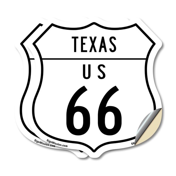 Signmission Texas Route Marker Shield Sign Us 66, 18 inch X 18 inch, Vinyl Decal, 2PK SHI-D-2PACK-18-466 - main