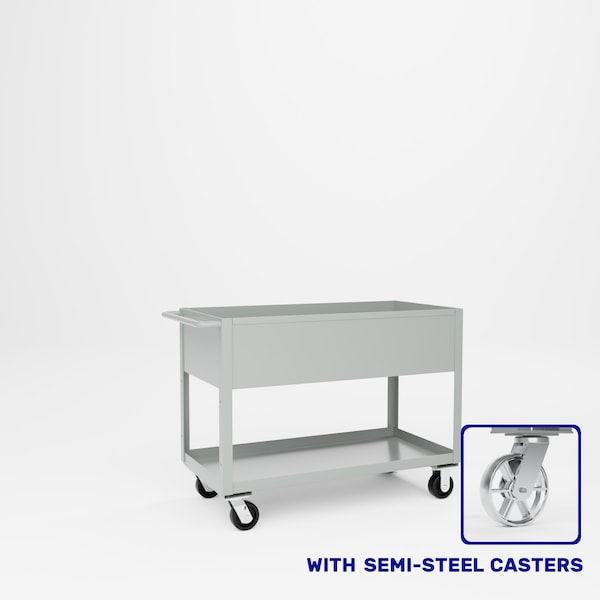 Pucel Tray Top Box Truck, 24 in W x 48 in D x 37 in H, 12 in Deep Box, Semi-Steel Casters, Gray TT-2448-12S - main
