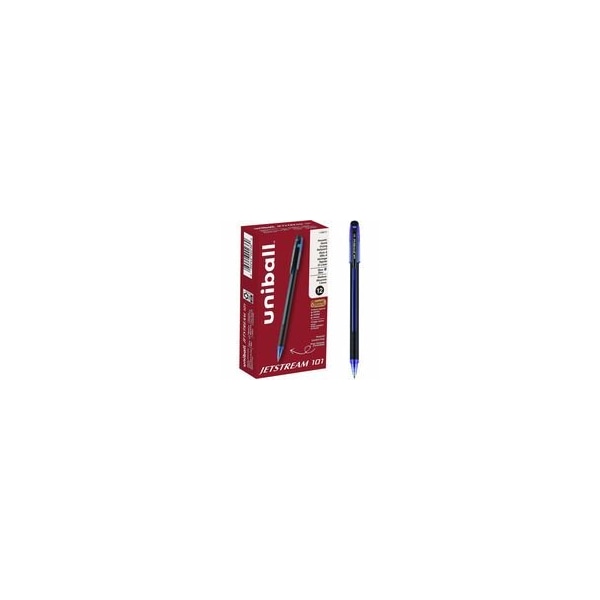 Uniball TM Jetstream 101 Ballpoint Pen, 1mm Medium Pen Point, Blue Ink, Gel-based, Black, Blue, 12PK 1768012 - main