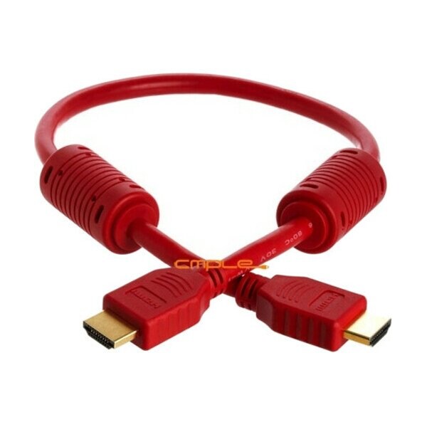 Cmple 28AWG HDMI Cable with Ferrite Cores - Red- 1.5FT 974-N - main