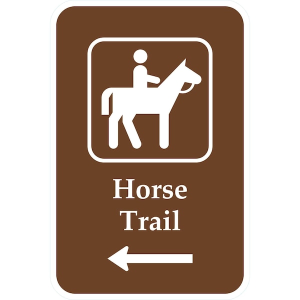 Lyle Horse Trail (with Left Arrow & Horse Rider Graphic), 12x18, Diamond Grade, White G-3076-DG_12x18 - main