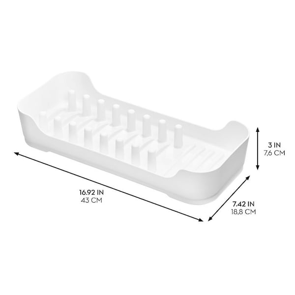 Idesign Dish Rack, 16.92 in L, 7.42 in W, 3 in H, Plastic, White 23043 - main
