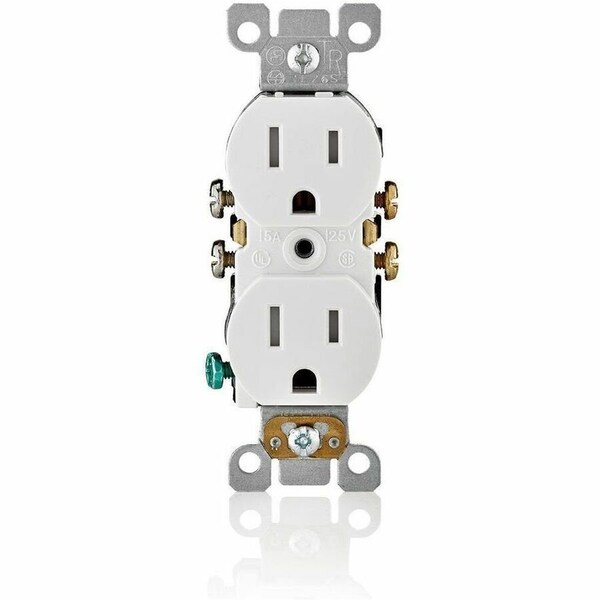 Leviton Wall Fixture 5-15R Recep Tr Self-Grounding White T5320-SW - main