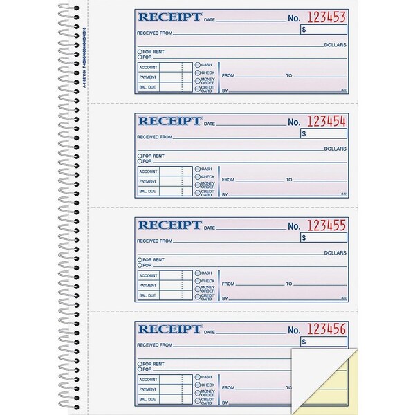 Adams Tops Money/rent Receipt Book, 7 1/8 X 2 3/4, 2-Part Carbonless, 200 Sets/book SC1182 - main