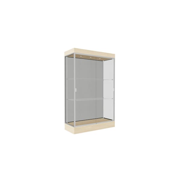 Ghent Lighted Floor Display Case 48x76x20, 6" Base, Satin 92LFHB-SN-BGW - main