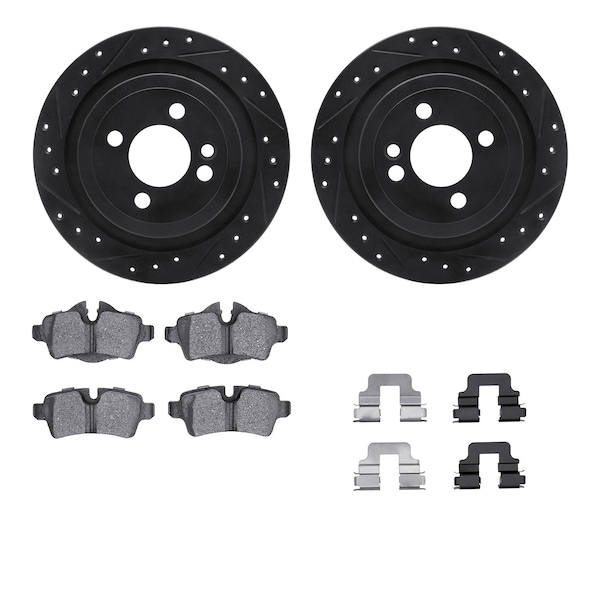 Dynamic Friction Co DFC Rotors-Drilled & Slotted-Black w/ EURO 5000 Ceramic Brake Pads Incl Hdw 8612-32008 - main
