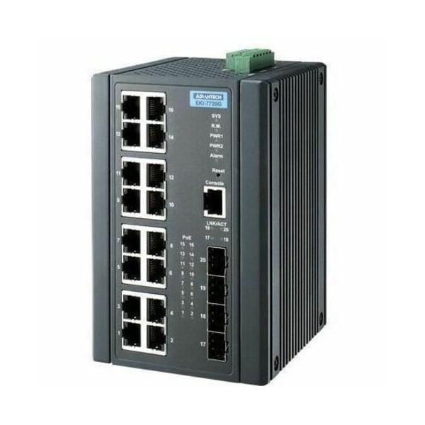 Advantech 16GE PoE + 4G SFP Managed Switch w/ Wide Temp. EKI-7720G-4FPI-BE - main